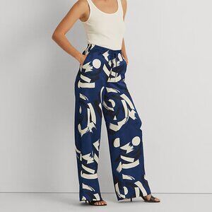 Lauren Ralph Lauren Geo-Print Charmeuse Wide-Leg Pants Size 1X NWT $175